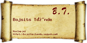 Bojsits Tünde névjegykártya